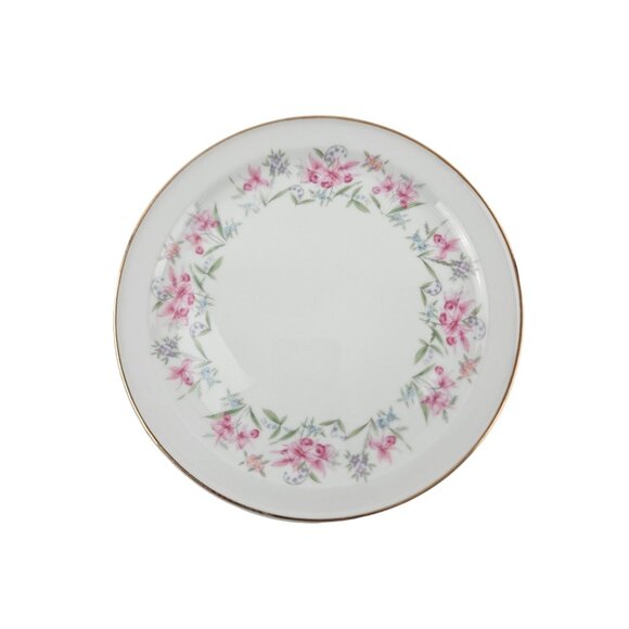 Royal Princess Porcelain China Desserrt Plates Pink Floral Design Gold Trim - Picture 6 of 8